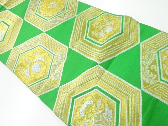 アンティーク　亀甲に菊桐模様織出し袋帯（材料）